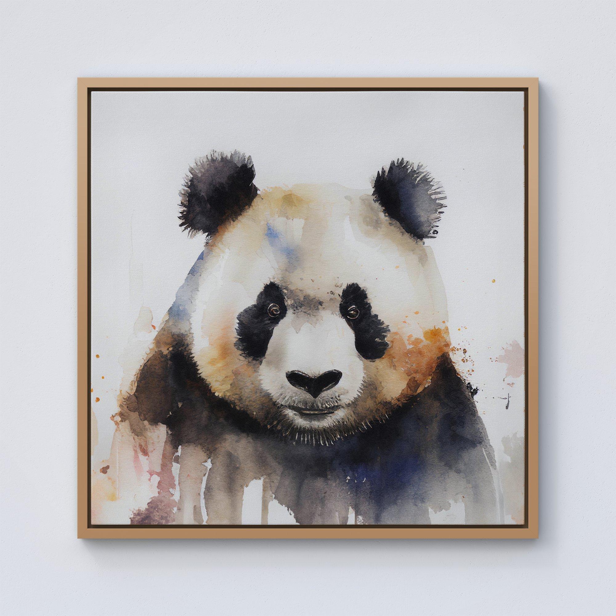 Panda Watercolour Framed Canvas